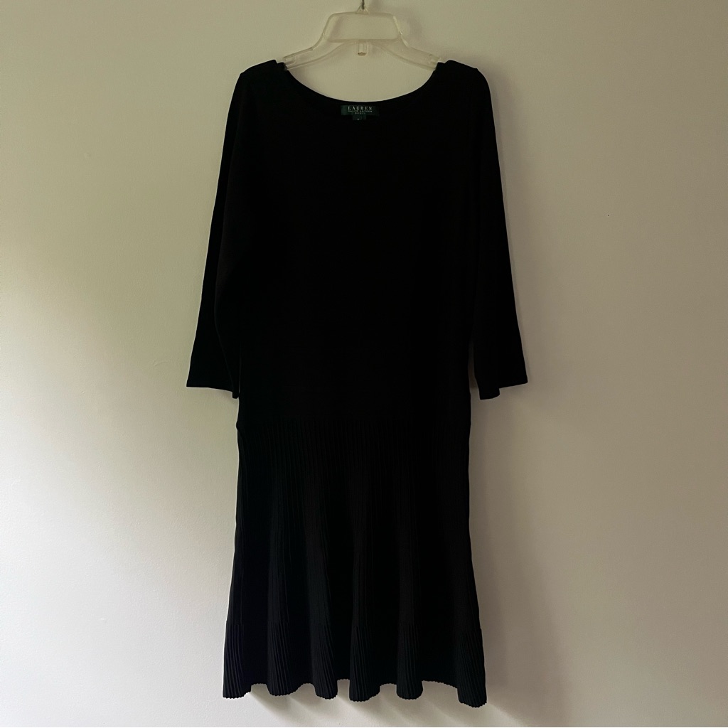 Lauren Ralph Lauren Slinky Stretch Knit Dress Medium Black